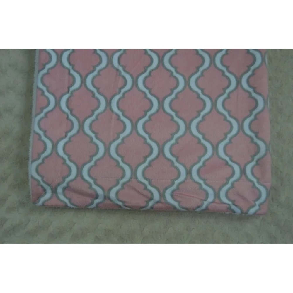 Pink White Gray Print Baby Blanket Plush Soft Security Lovey RUNT 1478